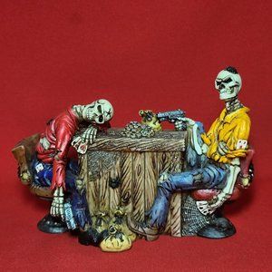 VTG Poker Playing Gamblers Marked Cards Skeleton Figurine Hard Polyresin